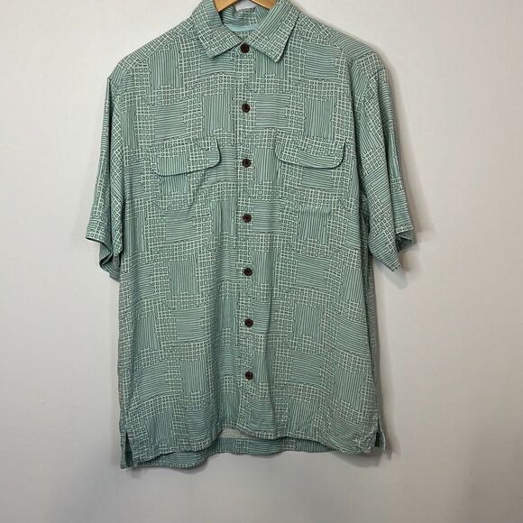 Tommy Bahama Men’s Short Sleeve Hawaiian Camp Shirt Teal Size Small 100% Silk - Picture 1 of 12